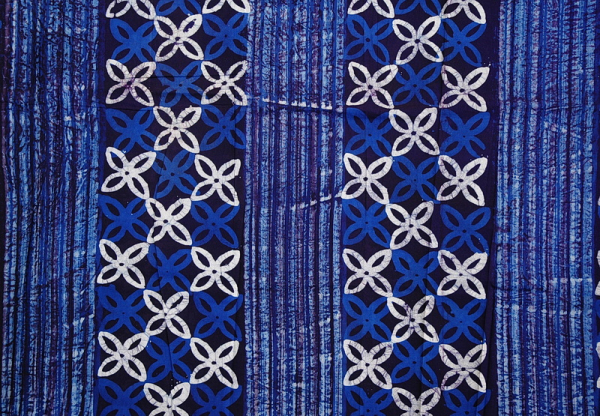 Afrikanischer Stoff - Afrika Batik in Blau - Blüte